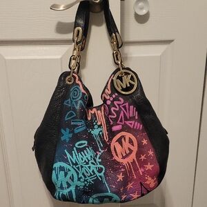 Michael Kors Multicolor Graffiti Shoulder Bag
